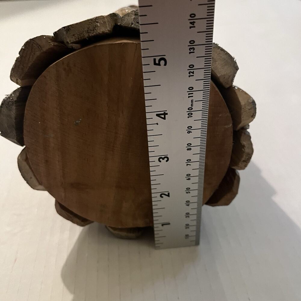 Christmas Handcrafted Tabletop Tree 14 Inches Rustic Wood With Silver Accents - Picture 5 of 9